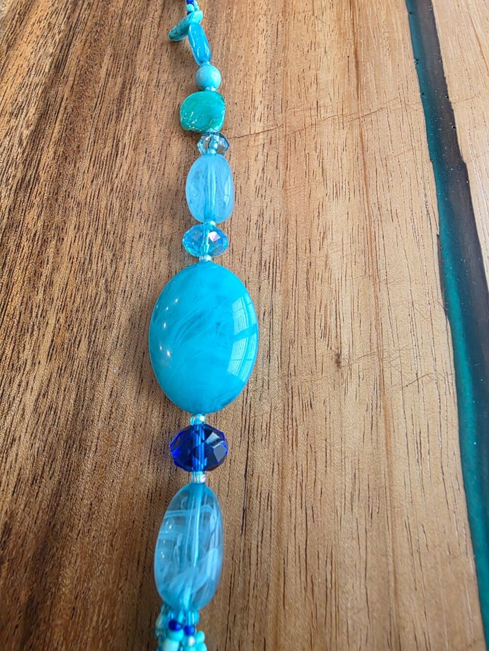 Boho Multi-Strand Blue Beaded Statement Necklace – Teal & Turquoise Layered - Picture 5 of 8